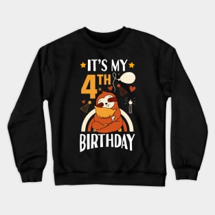 It's My 4th Birthday Sloth Crewneck Sweatshirt